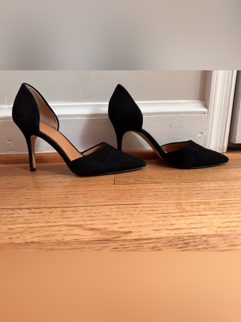 J. Crew Lana Black Suede Pointed Toe Pumps Heels Size 7